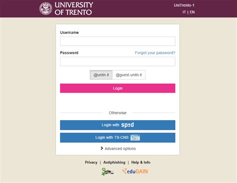 UniTrento Login.